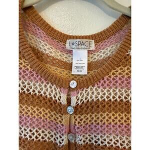 Crocheted Open Oversized Cropped Shirt, 100% cotton Sz M